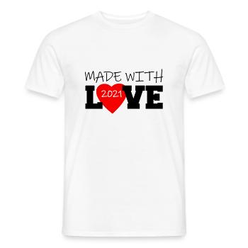 Made With Love 2021 Geschenkidee für Eltern - Männer T-Shirt - Weiß - Vorne - AI Model Male 178 dark (178cm)