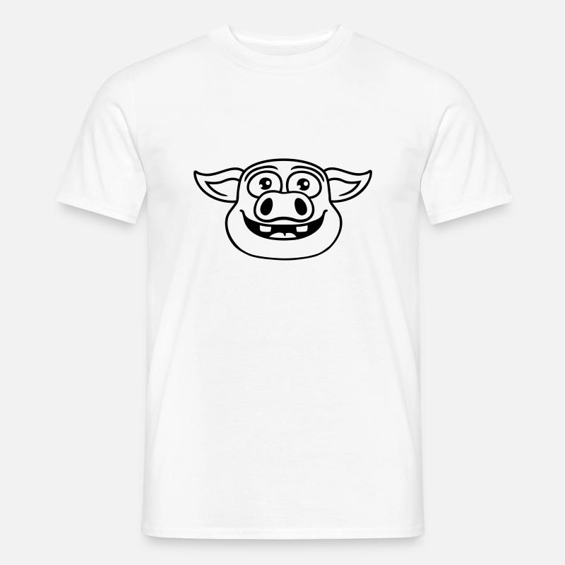 Kopf glückliches Schwein Comic - Männer T-Shirt - Weiß