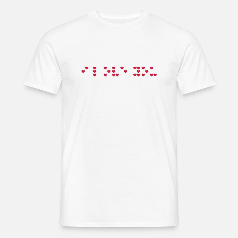 Ich liebe dich in Braille-Code, Braille-Schrift. - Männer T-Shirt - Weiß