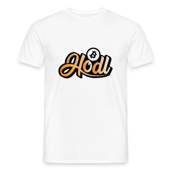 Hodl Bitcoin - elegant geschwungen - Männer T-Shirt - Weiß - Vorne - AI Model Male 178 dark (178cm)