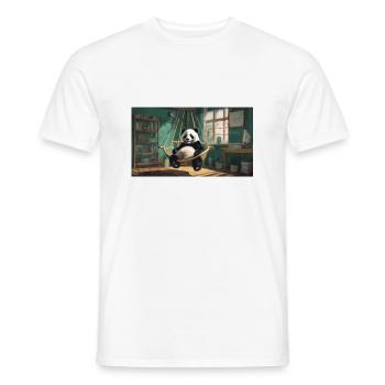 Cute animals chilling – panda chilling hammock - Men's T-Shirt - white - Front - AI Model Male 178 dark (178cm)
