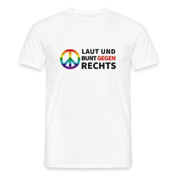 Laut und bunt gegen rechts - Männer T-Shirt - Weiß - Vorne - AI Model Male 178 dark (178cm)