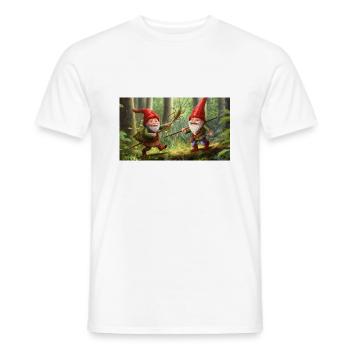 gnomes hunting grasshopper - Men's T-Shirt - white - Front - AI Model Male 178 dark (178cm)