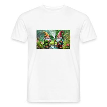 Mignons petits gnomes Vie quotidienne – bataille d’eau - T-shirt homme - blanc - Devant - AI Model Male 178 dark (178cm)