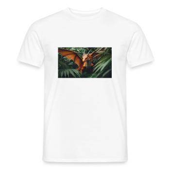 Ein realistischer grün-orangefarbener Drache im Outback - Männer T-Shirt - Weiß - Vorne - AI Model Male 178 dark (178cm)