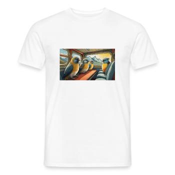 Pun ambiguous expression Zugvögel migratory birds - Men's T-Shirt - white - Front - AI Model Male 178 dark (178cm)