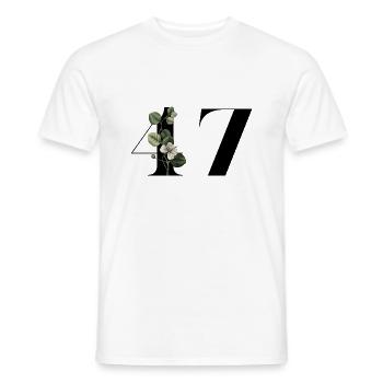 Number 47 Floral Green - 47th Floral Birthday - Men's T-Shirt - white - Front - AI Model Male 178 dark (178cm)