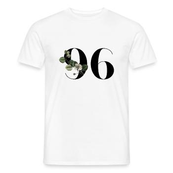 Numéro 96 floral vert - 96e anniversaire floral - T-shirt homme - blanc - Devant - AI Model Male 178 dark (178cm)