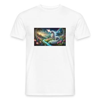Ein mystisches Einhorn mit leuchtendem Horn - Männer T-Shirt - Weiß - Vorne - AI Model Male 178 dark (178cm)