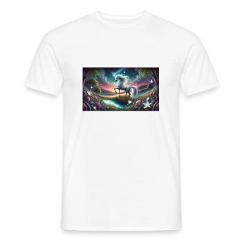 Ein mystisches Einhorn mit Aurora Boreralis - Männer T-Shirt - Weiß - Vorne - AI Model Male 178 dark (178cm)