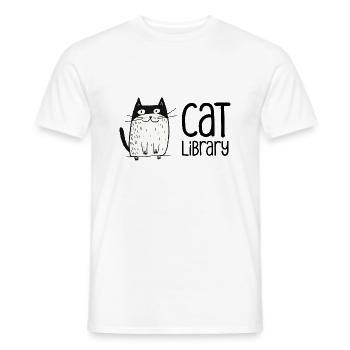 Cat Library – Book Lover & Cat Person Design - Men's T-Shirt - white - Front - AI Model Male 178 dark (178cm)