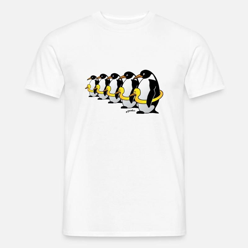 Pinguine mit Quietscheentchen - Männer T-Shirt - Weiß
