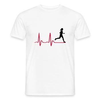 Running Woman, runner & heartbeat - Men's T-Shirt - white - Front - AI Model Male 178 dark (178cm)