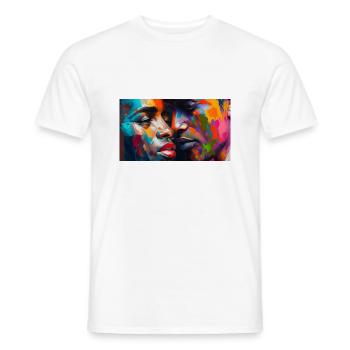 Two faces in a rainbow - Men's T-Shirt - white - Front - AI Model Male 178 dark (178cm)