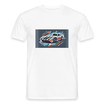 Voiture de course Blanc-Rouge - T-shirt homme - blanc - Devant - AI Model Male 178 dark (178cm)
