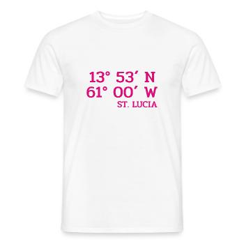 Coordonnées Sainte-Lucie - Koordinaten - Antilles - T-shirt homme - blanc - Devant - AI Model Male 178 dark (178cm)