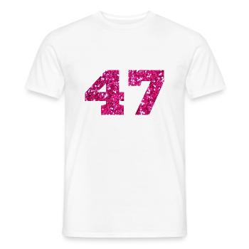 Number 47 Pink Glitter - 47th Anniversary - Men's T-Shirt - white - Front - AI Model Male 178 dark (178cm)