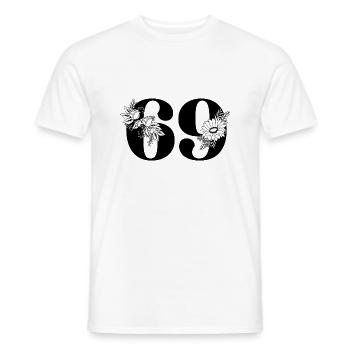 Numéro 69 floral noir - 69e anniversaire floral - T-shirt homme - blanc - Devant - AI Model Male 178 dark (178cm)
