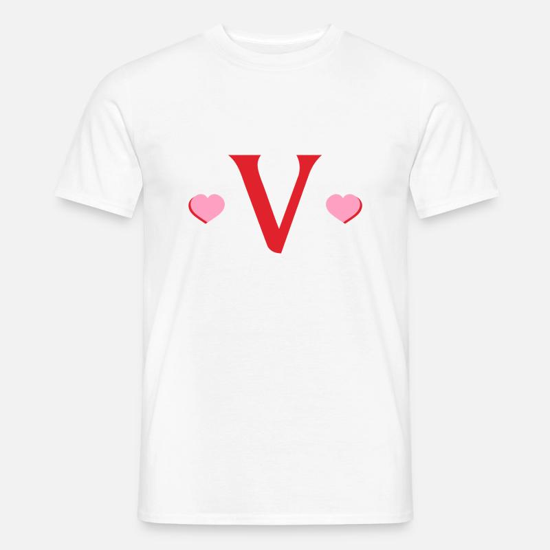 Buchstabe v rote Herzen - Männer T-Shirt - Weiß