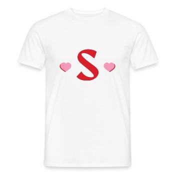 Lettre s cœurs rouges - T-shirt homme - blanc - Devant - AI Model Male 178 dark (178cm)