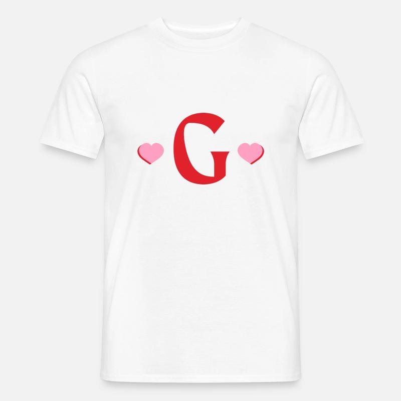 Buchstabe g rote Herzen - Männer T-Shirt - Weiß