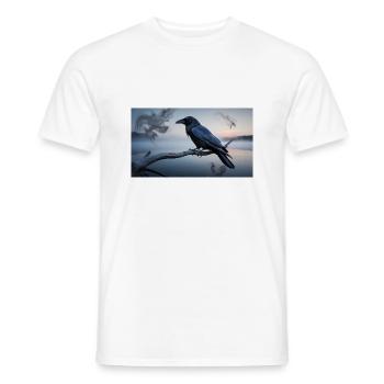 Raven over water with fog / Ravencoininspired - Men's T-Shirt - white - Front - AI Model Male 178 dark (178cm)