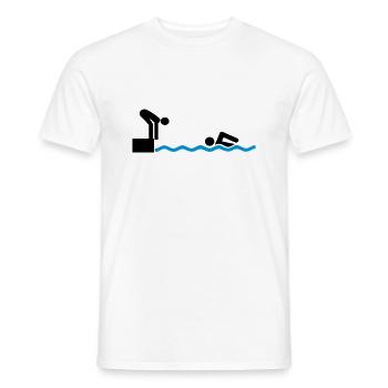 Swimming relay - Men's T-Shirt - white - Front - AI Model Male 178 dark (178cm)