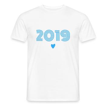 Born in 2019 boy - Men's T-Shirt - white - Front - AI Model Male 178 dark (178cm)