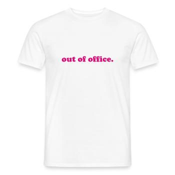 out of office - Nicht im Büro - ausserhaus - Men's T-Shirt - white - Front - AI Model Male 178 dark (178cm)