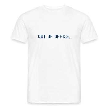 out of office - Nicht im Büro - ausserhaus - Men's T-Shirt - white - Front - AI Model Male 178 dark (178cm)