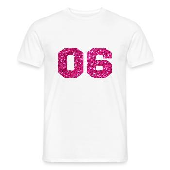Number 6 Pink Glitter - 6th Anniversary - Men's T-Shirt - white - Front - AI Model Male 178 dark (178cm)