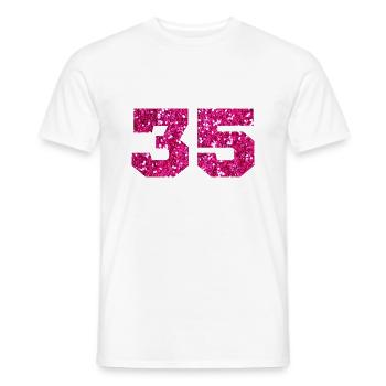Nummer 35 Pink Glitter - 35-jähriges Jubiläum - Männer T-Shirt - Weiß - Vorne - AI Model Male 178 dark (178cm)