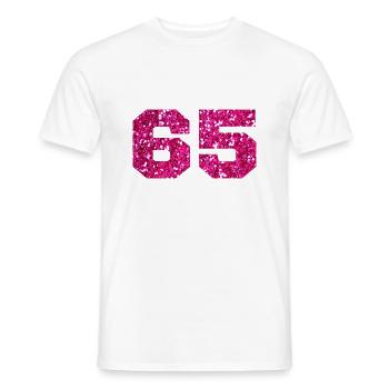 Numéro 65 paillettes rose - 65e anniversaire - T-shirt homme - blanc - Devant - AI Model Male 178 dark (178cm)
