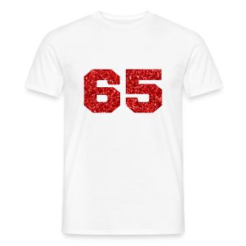 Numéro 65 paillettes rouge - 65e anniversaire - T-shirt homme - blanc - Devant - AI Model Male 178 dark (178cm)