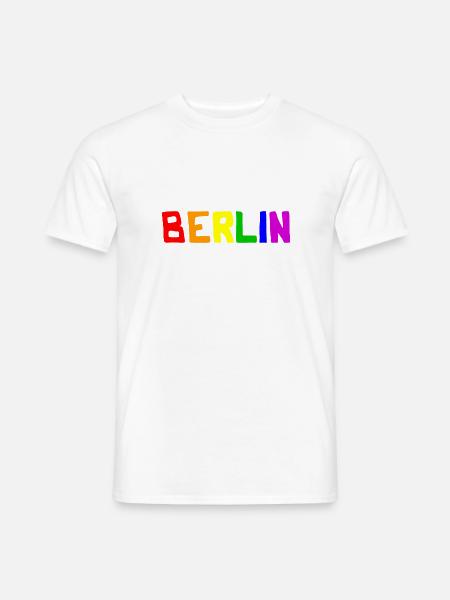 Berlin Regenbogen Farben schwul lesbisch Gay LGBT - Männer T-Shirt - Weiß