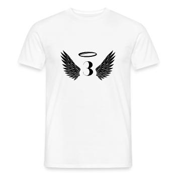 Numéro 3 ange - 3e anniversaire ailes - T-shirt homme - blanc - Devant - AI Model Male 178 dark (178cm)
