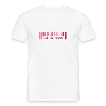 Fabriqué en Pologne - Pologne - Pologne - Code-barres - Dash - T-shirt homme - blanc - Devant - AI Model Male 178 dark (178cm)