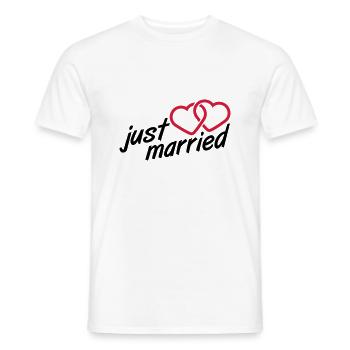 Just Married Heart Logo Design - Men's T-Shirt - white - Front - AI Model Male 178 dark (178cm)