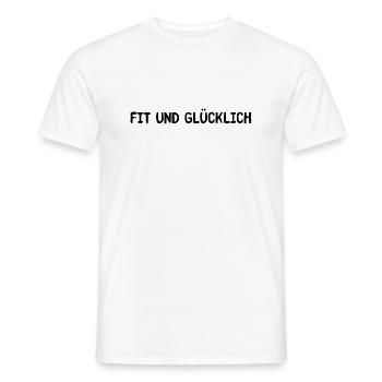 Fit und Glücklich - Männer T-Shirt - Weiß - Vorne - AI Model Male 178 dark (178cm)