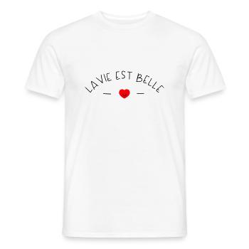 La vie est belle - T-shirt homme - blanc - Devant - AI Model Male 178 dark (178cm)