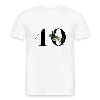 Number 40 Green Floral - 40th Floral Birthday - Men's T-Shirt - white - Front - AI Model Male 178 dark (178cm)