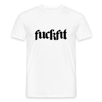 FUCKFIT - Men's T-Shirt - white - Front - AI Model Male 178 dark (178cm)