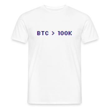 BTC > 100K - Futuristisches Bitcoin-Design - Männer T-Shirt - Weiß - Vorne - AI Model Male 178 dark (178cm)