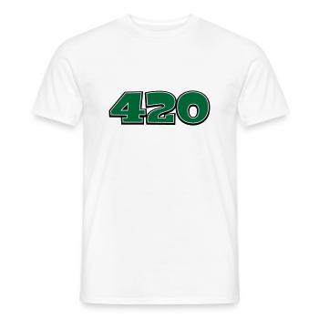 420 - Men's T-Shirt - white - Front - AI Model Male 178 dark (178cm)