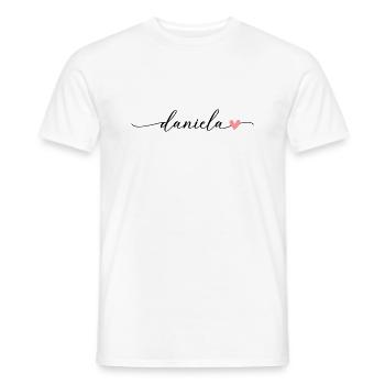 Daniela Nom Prénom Calligraphie Script - T-shirt homme - blanc - Devant - AI Model Male 178 dark (178cm)