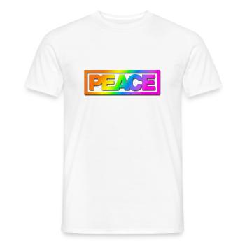 Typo PEACE Rainbowcolours Shadow - Männer T-Shirt - Weiß - Vorne - AI Model Male 178 dark (178cm)