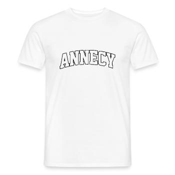 Annecy-Logo: College-Design mit alpinem Stil - Männer T-Shirt - Weiß - Vorne - AI Model Male 178 dark (178cm)