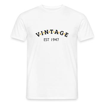 Vintage is 1947 - Men's T-Shirt - white - Front - AI Model Male 178 dark (178cm)
