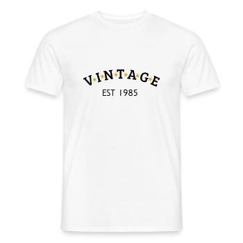 Vintage is 1985 - Men's T-Shirt - white - Front - AI Model Male 178 dark (178cm)