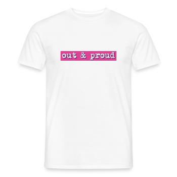 out proud - Men's T-Shirt - white - Front - AI Model Male 178 dark (178cm)